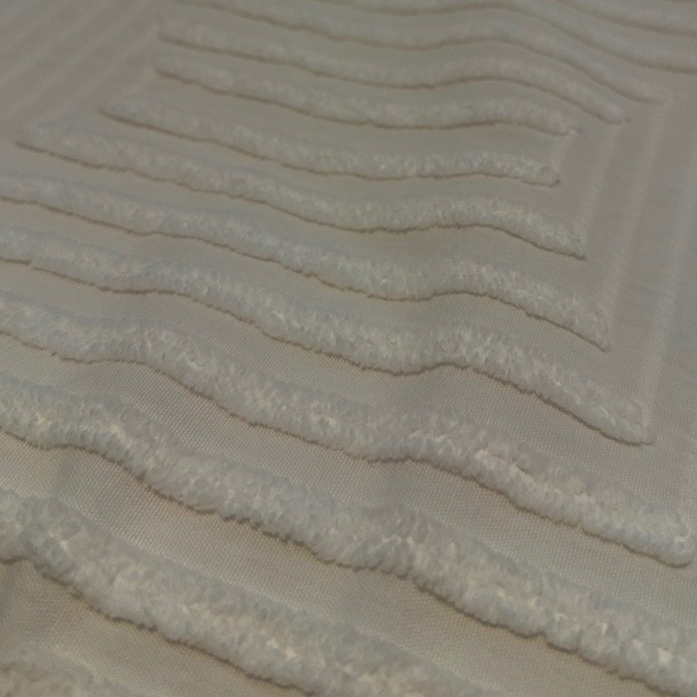 West Elm King Duvet Cover White 100% Cotton Tufted Geometric Textured Coastal - Picture 4 of 6